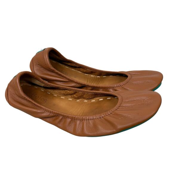 Tieks by Gavrieli Foldable Scrunch Ballet Flats 9 M Chestnut Brown Leather - Picture 1 of 12